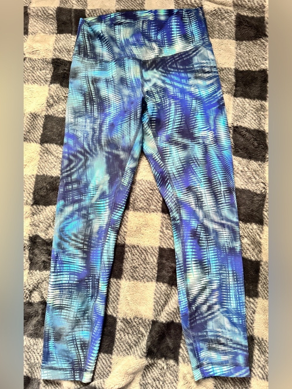 Lululemon Blue & Teal Abstract Print Leggings-Size 8